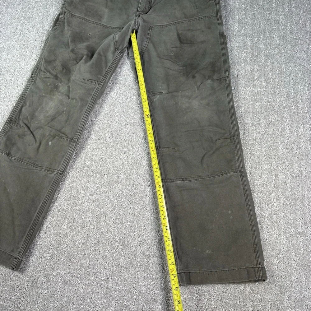 Carhartt Pants Mens 35X32 Green Relaxed Fit DoubleKnee Thrashed Outdoor Workwear
